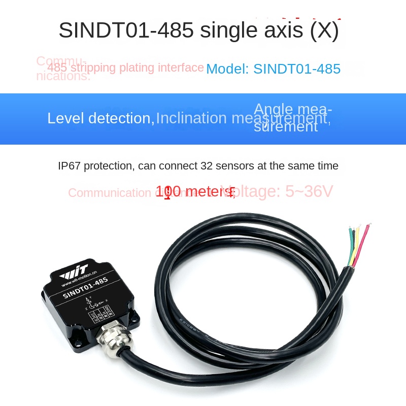 Cảm Biến Góc Nghiêng SINDT01-485 Trục Đơn | Tùy chọn: SINDT01 | Đo Góc Tư Thế Chính Xác | Modbus RS232/RS485