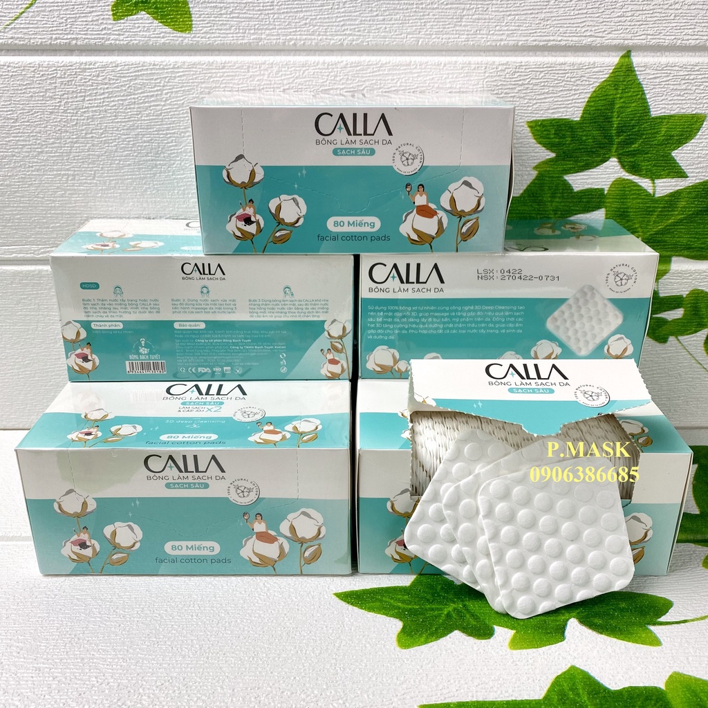 Bông tẩy trang calla 80 miếng/ hộp - hạt massage