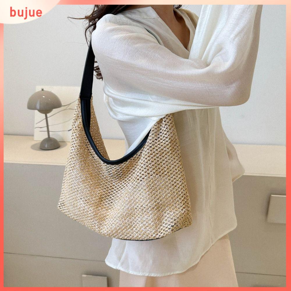 BUJUE Túi hình chiếc xô Túi dệt Ống hút Ví Túi tote Thường ngày Màu trơn Túi đeo nách Phụ nữ