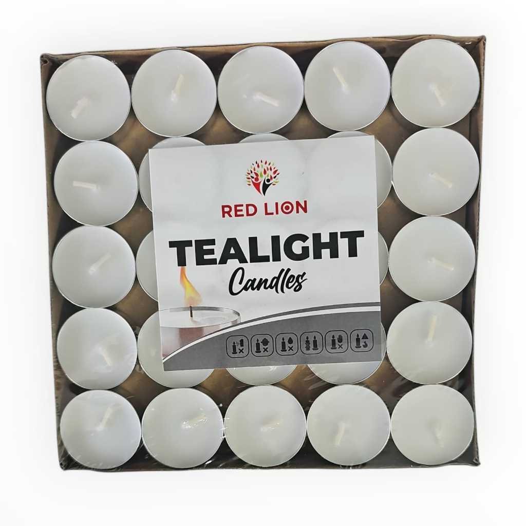 [SG STOCK] RedLion - 50 White Tealight Candles | 1.5hr (5g) or 3hr (10g) Long Burn Options | Value Pack for W