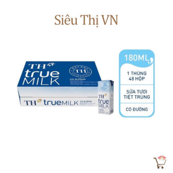 Thùng Sữa tươi TH True Milk 48 Hộp x 180ml ( Không đường/ Có đường)
