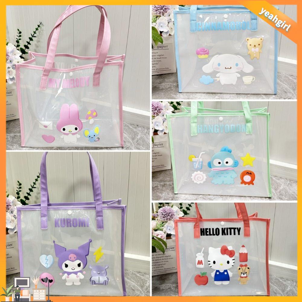 YEAHGIRL Hoạt hình dễ thương Túi xách thạch sanrios Anime Trong suốt Túi tote du lịch  Tay cầm bền Túi giặt