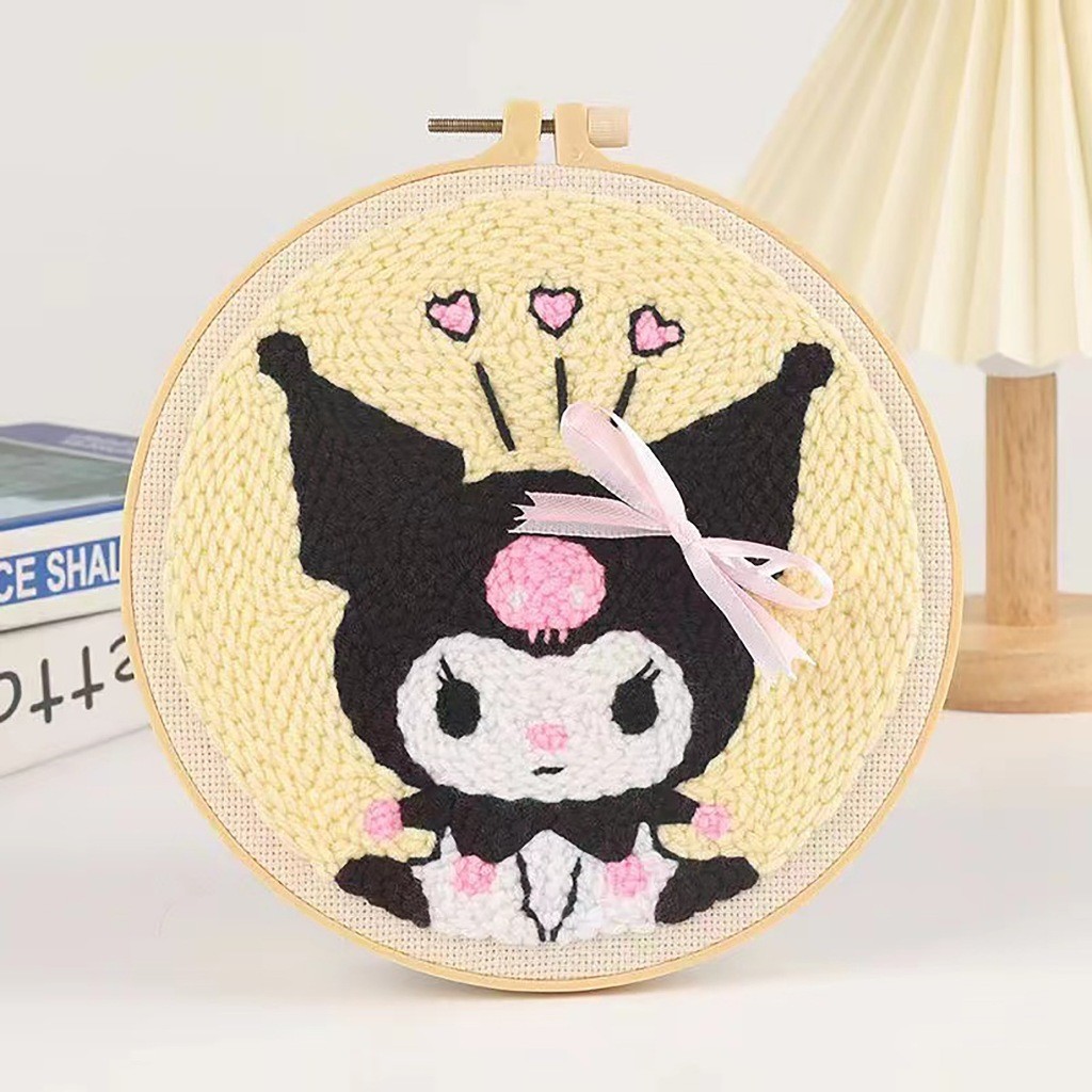 Embroidery Kit Needlework for Beginner Punch Needle Cross Stitch Set 卡通手工刺绣材料包 Lukisan Sulaman