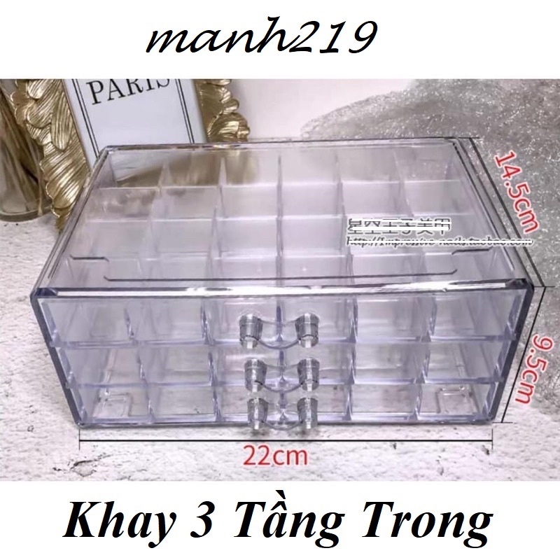 Khay đựng Đá 3 tầng khay đựng dụng cụ phụ kiện, khay mika 3 tầng - sinailmi