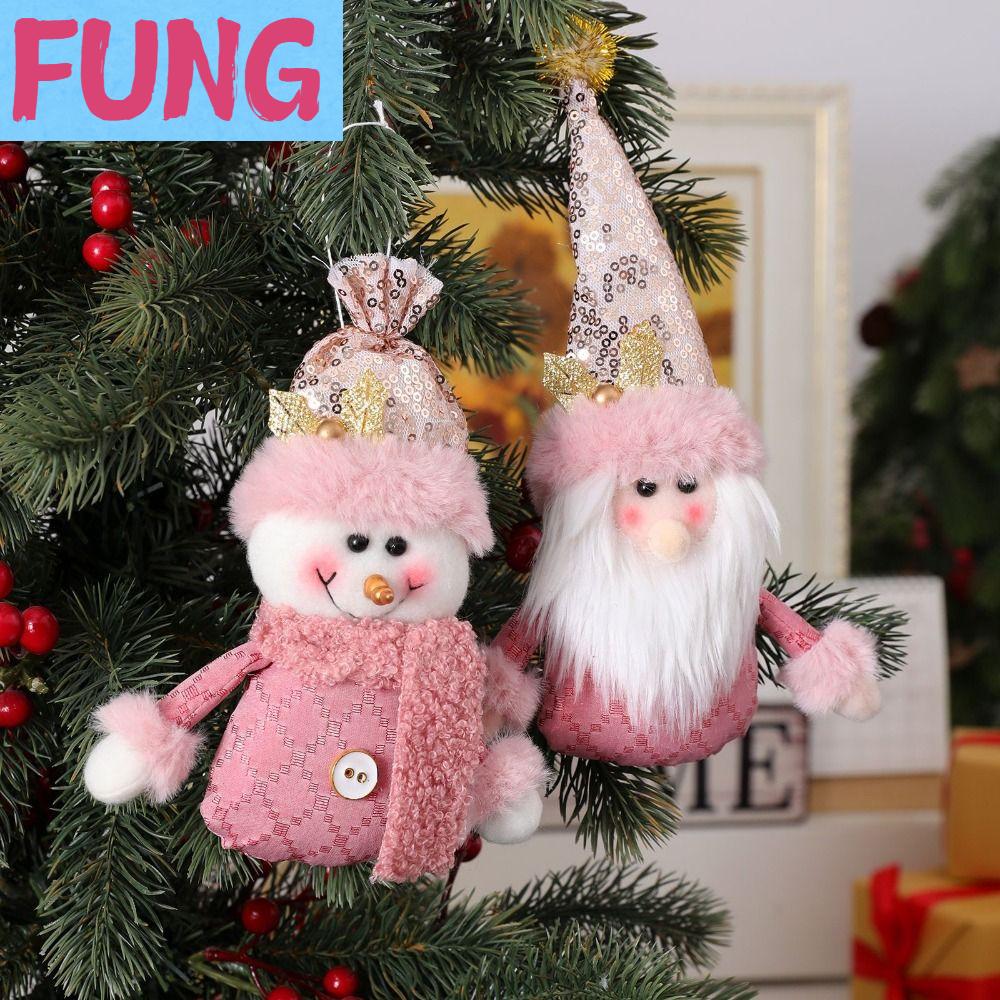 FUNG สีชมพูอมชมพู จี้ต้นคริสต์มาส กวางมนุษย์หิมะผู้สูงอายุ ตุ๊กตาผ้าพลัฌ ของตกแต่งแขวนต้นไม้ อุปกรณ์ปาร์ตี้ปาร์ตี้ สร้างสรรค์และสร้างสรรค์ การตกแต่งตุ๊กตา ตุ๊กตาพร็อพ ราคา 135 บาท*ส่งฟรี