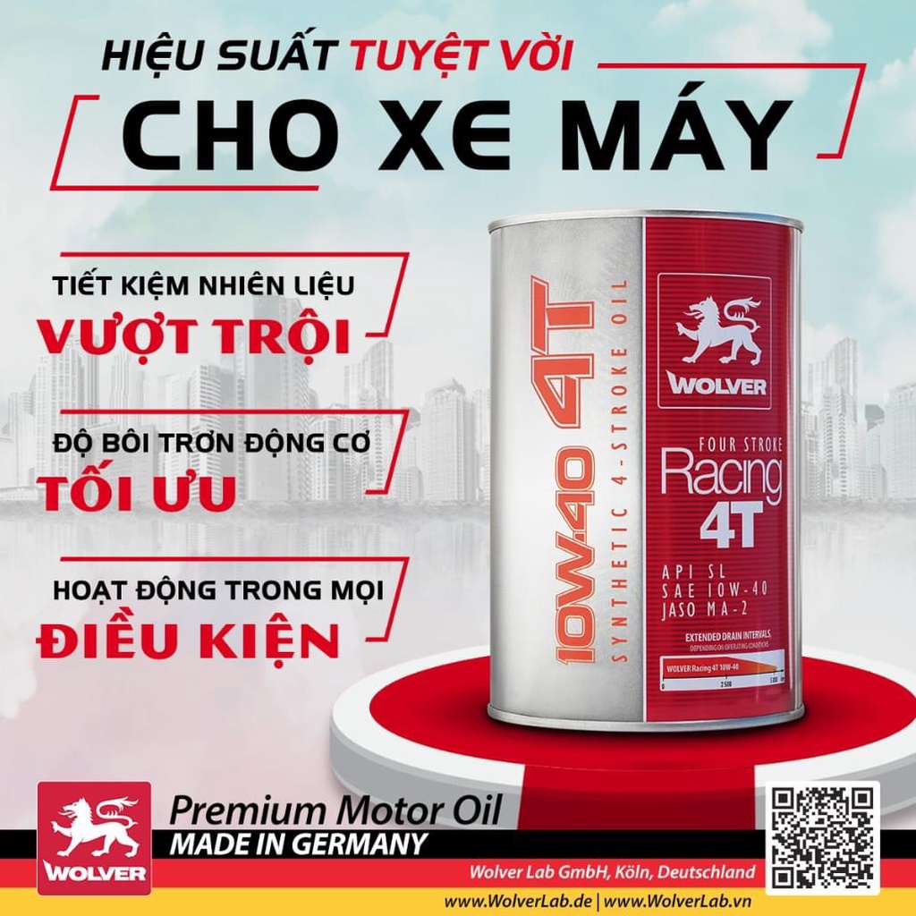 Nhớt wolver racing synthetic 4t 10w40