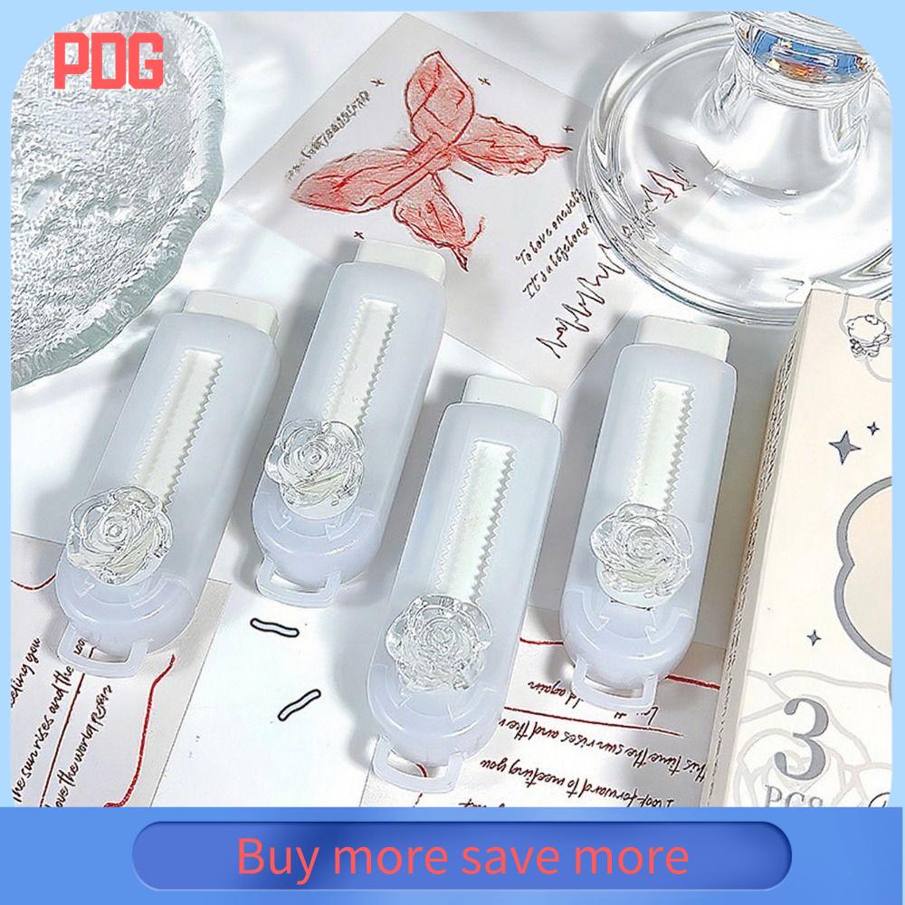 PDG 3pcs/set hoa trà Tẩy cao su Có thể tháo rời Thiết kế đẩy  Bút xóa Sáng tạo Không để lại dấu vết Tẩy silicone Đồ dùng học tập