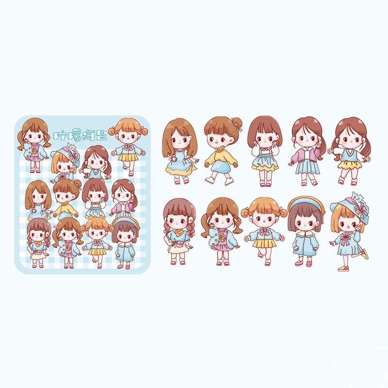 40PCS /Stiker Pack Lucu Karakter Anak Motif Wanita Korea Sticker Aesthetic DIY - Qiqi Treasure