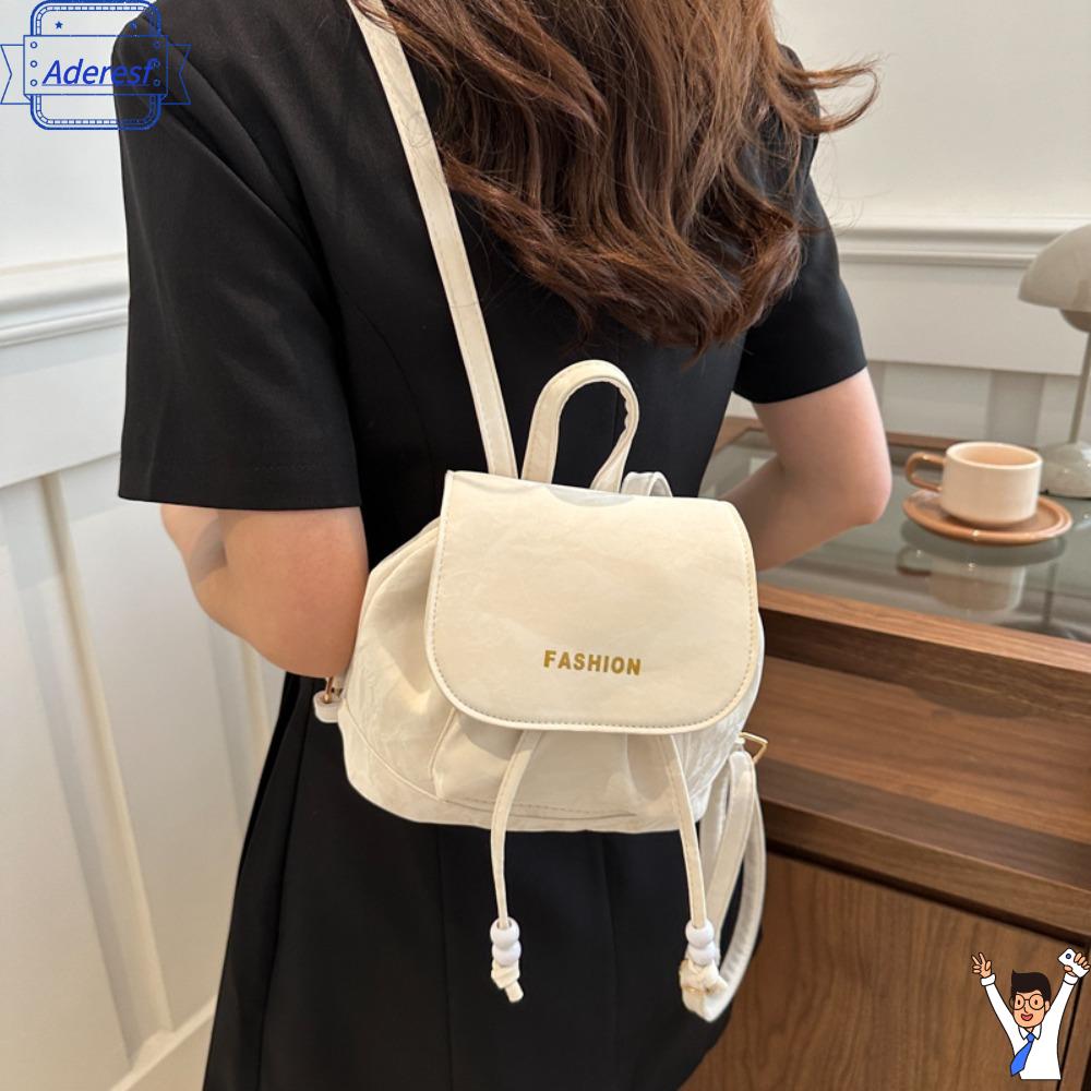 ADERESF Dây Rút Balo nữ Có thể điều chỉnh Màu trơn Cặp sách Thời trang Da PU Ba lô nhỏ Phụ nữ