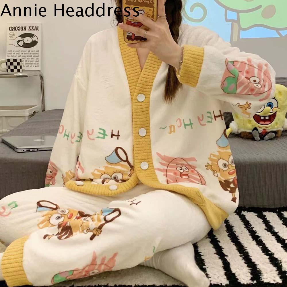 ANNIE HEADDRESS Shin-Chan bút chì màu Đồ ngủ nữ hoạt hình Doraemon Cinnamoroll Đồ ngủ lông cừu san h