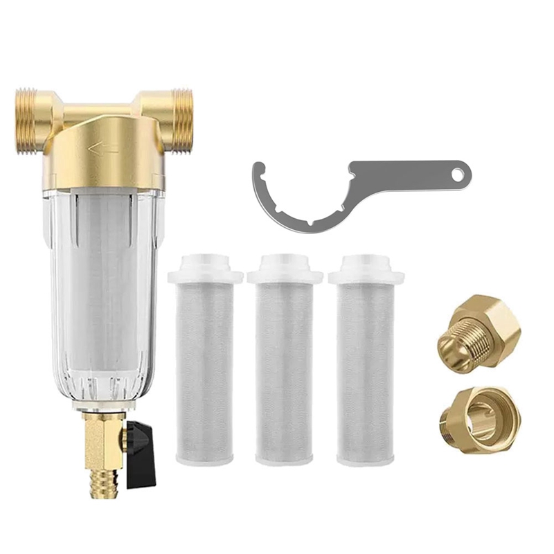 [Waanon]Whole House / RV Water Filter Reusable Whole House Sediment Water Filter Home Pre-Filtration System for Well and City Water, Pre-Filtration System