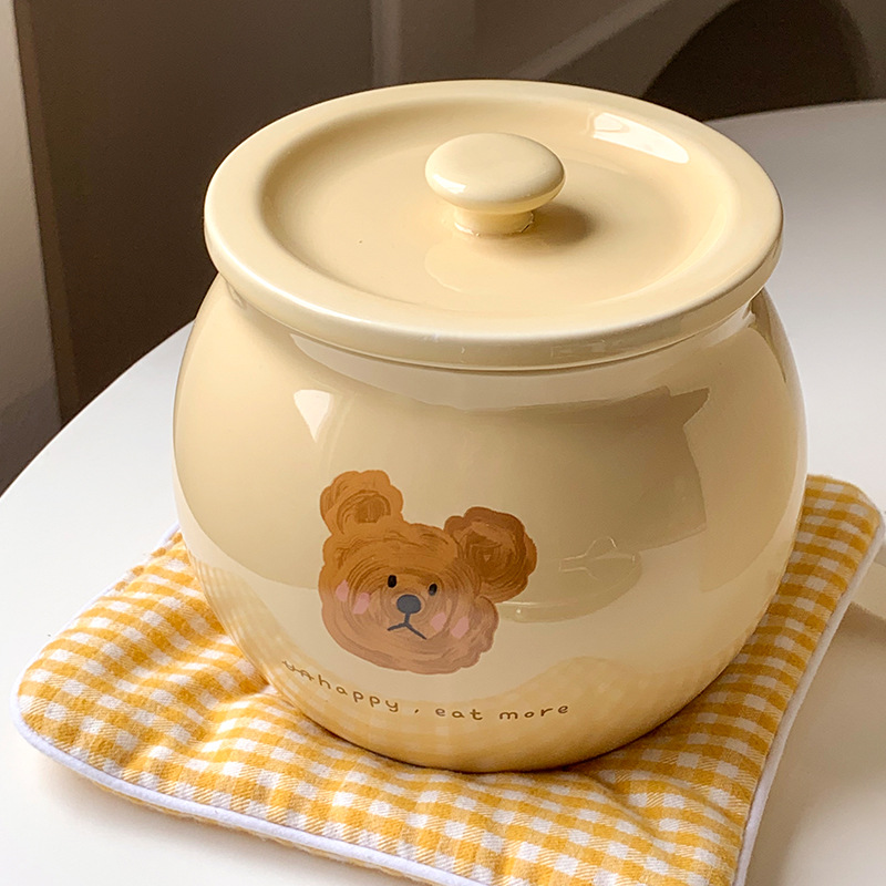 สำหรับใช้ในบ้าน ทนอุณหภูมิสูง เซรามิก ขวดเก็บอาหารในครัว กระป๋องใส่น้ำมัน ขวดเครื่องปรุงพร้อมฝาปิดและช้อน ราคา 300 บาท*ส่งฟรี