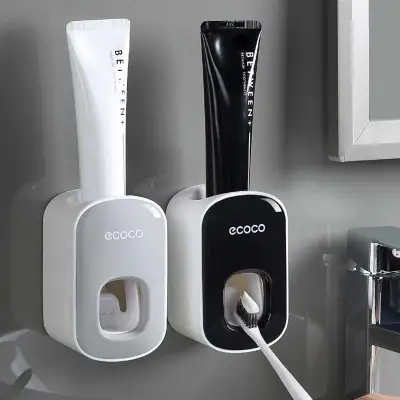 Automatic Toothpaste Dispenser Dust-proof Toothbrush Holder Wall Mount Stand Bathroom Accessories Set Toothpaste Squeezer