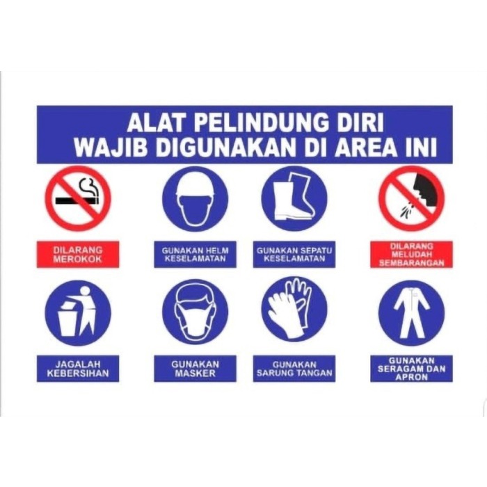 SIGN STIKER AREA WAJIB APD ALAT PELINDUNG DIRI UK 45X30CM K3 RAMBU De Harga 20,000 rupiah*Gratis Ongkir