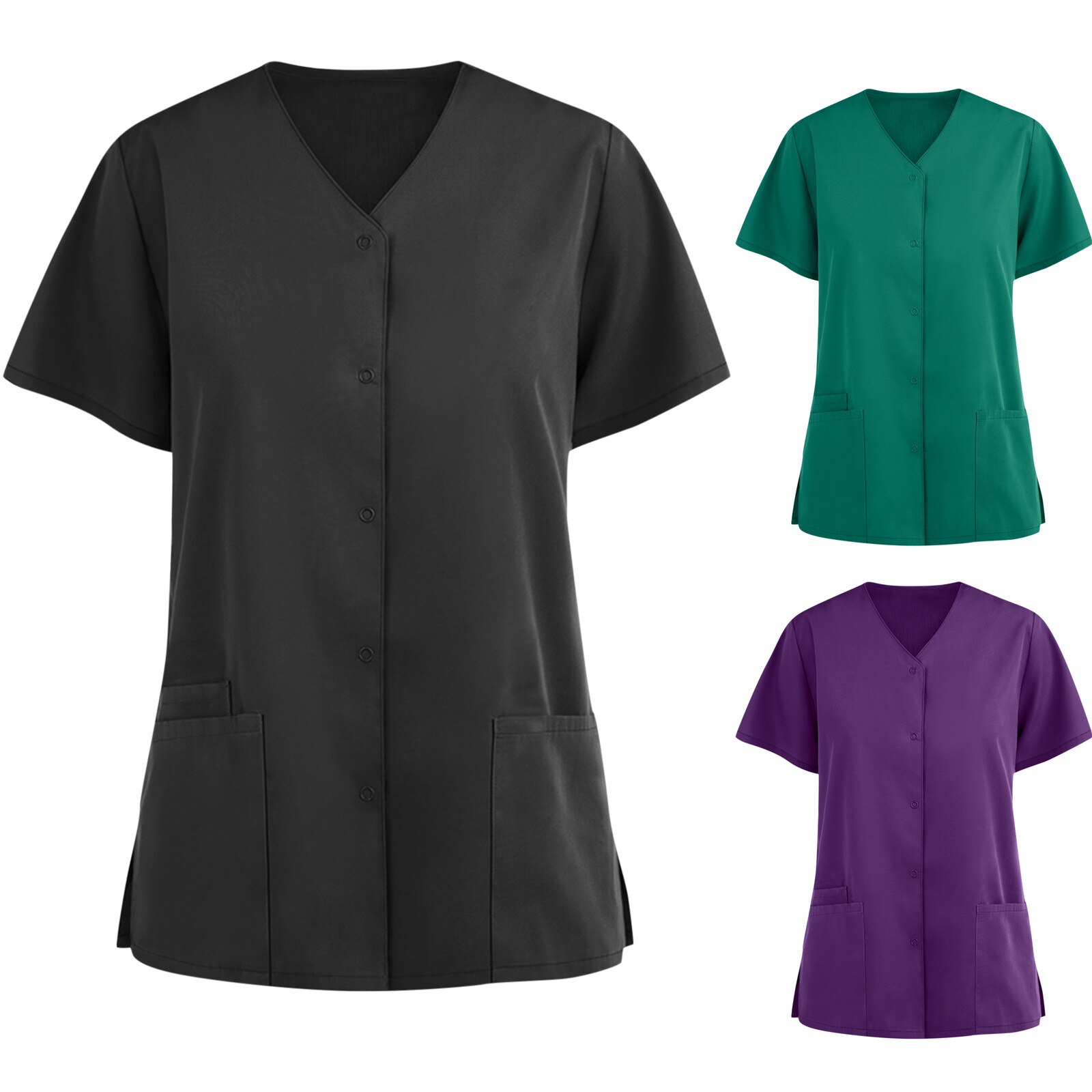 Scrub Tops For Women Beauty Salon Spa Uniform Short Sleeve Cotton Nurse