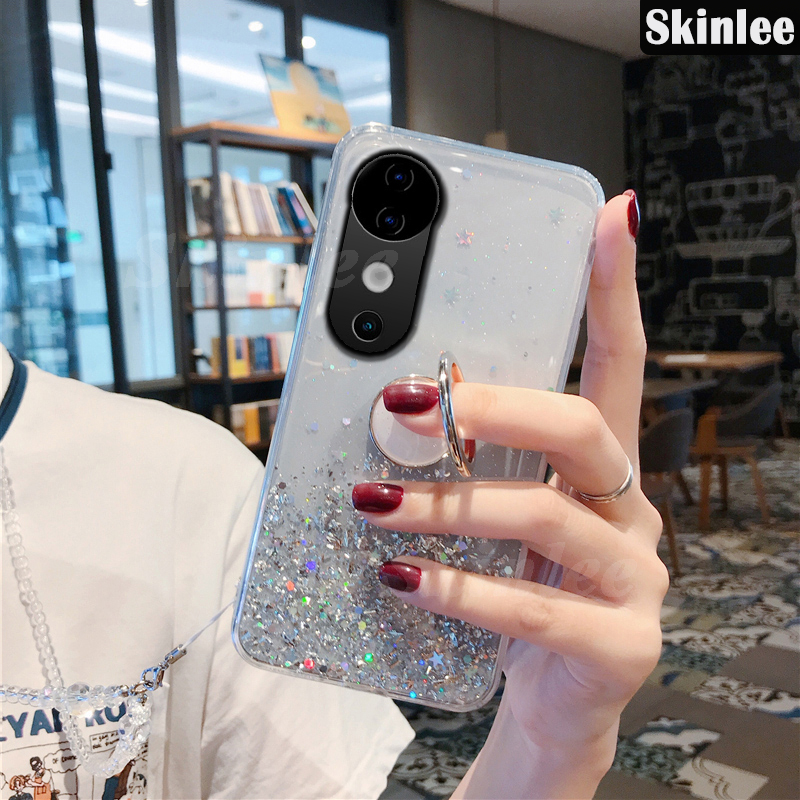 YUXING Cover Vivo V40 5G Glitter Trasparente Con Fiori - Custodia TPU Antiurto Scintillante Per Ragazze (Oro)