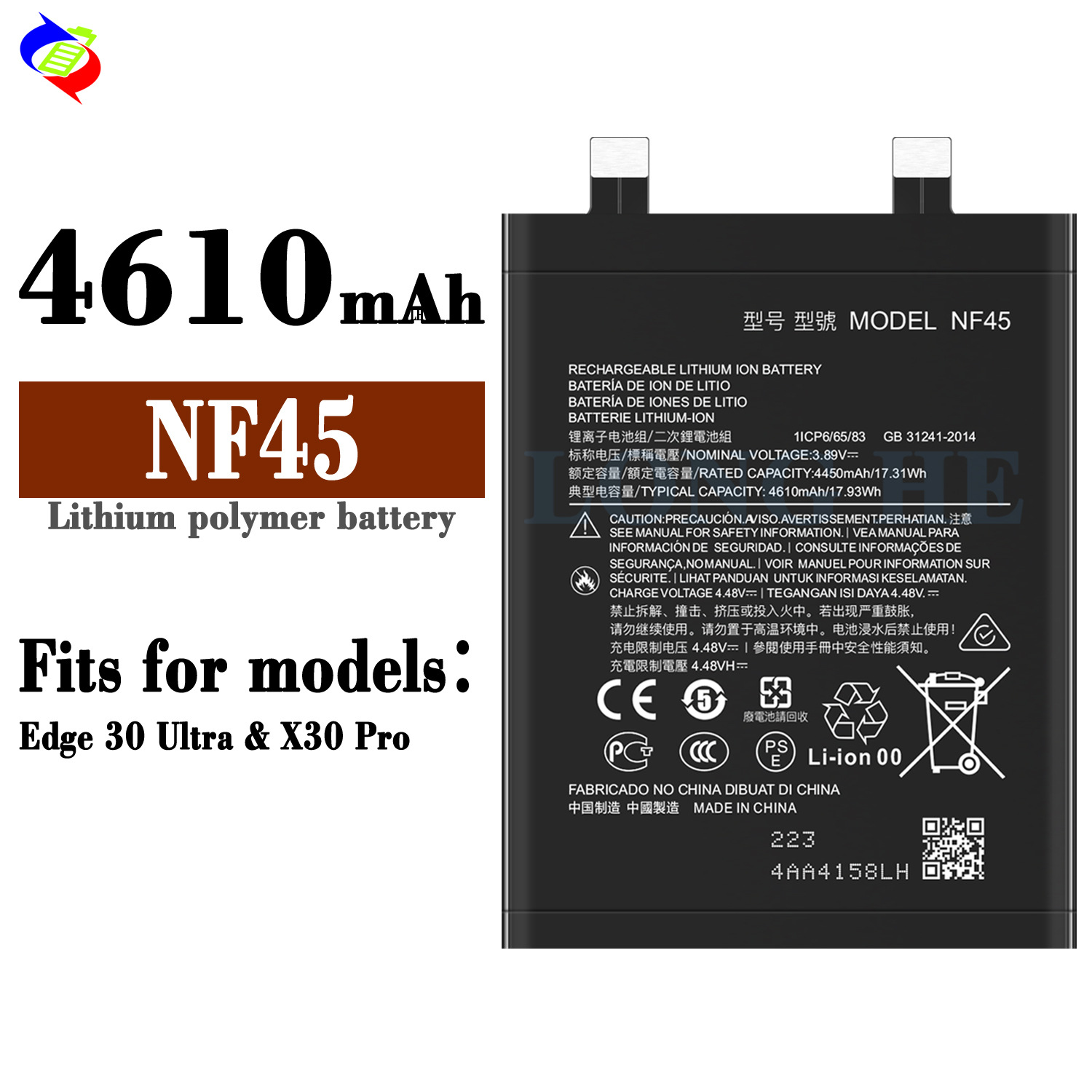 Motorola Edge 30 Ultra/X30 Pro NF45 4610Mah Original Mobile Phone Built in battery