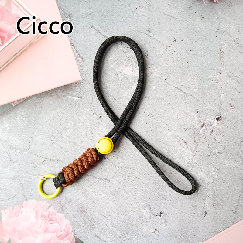 Cicco dây đeo cổ ngắn sáng tạo cho vỏ điện thoại và chìa khóa, dây nhựa tổng hợp dệt