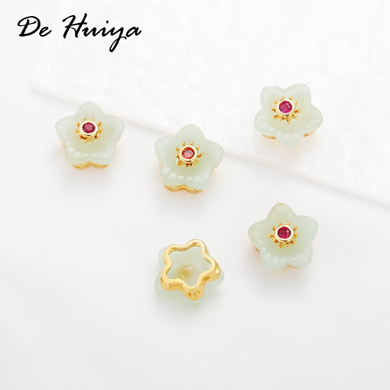 DEHUIYA แผ่นหน้าลูกไม้เกลียวย้อมสีเชอร์รี่รูปร่าง18K 13*8มม - ยี่ห้อ DEHUIYA ราคา 32 บาท*ส่งฟรี