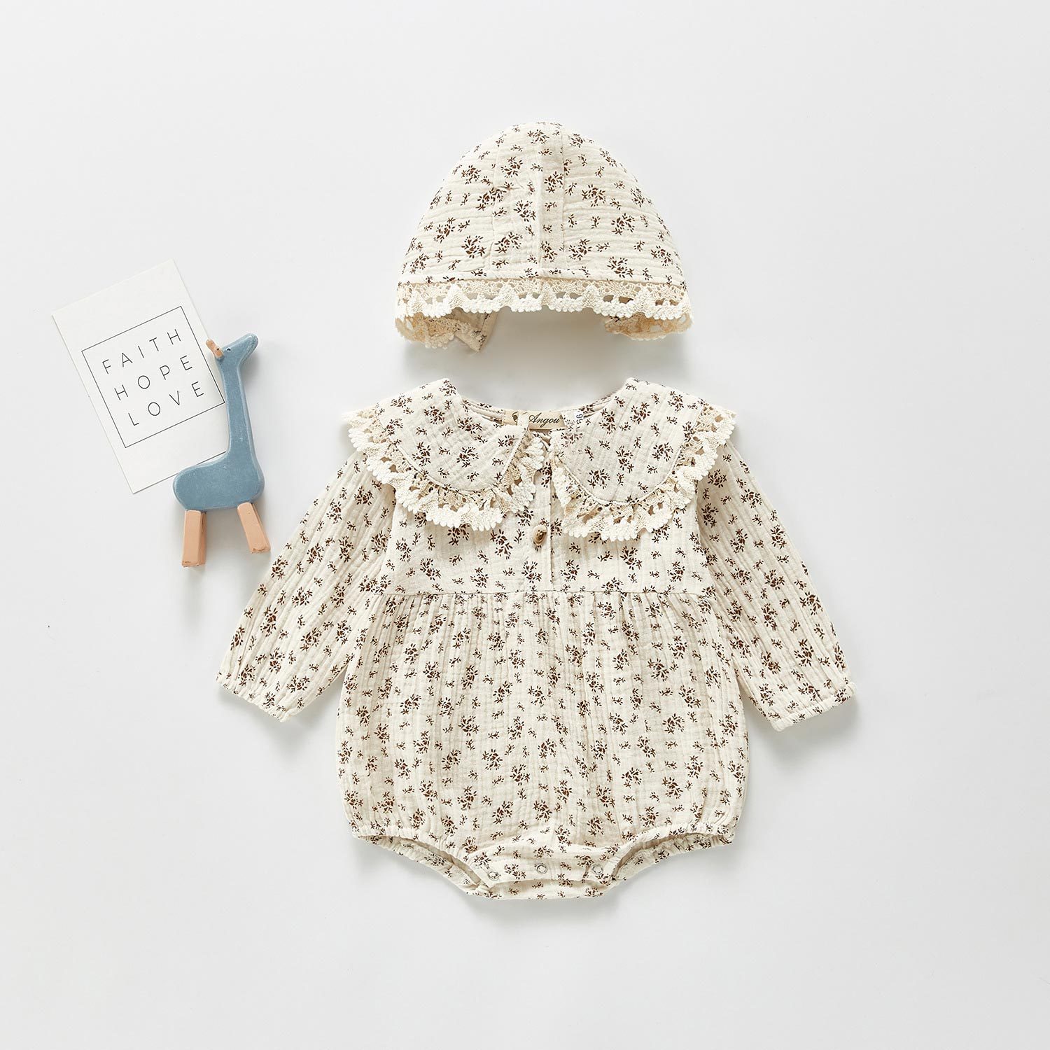 Spring baby floral hooded large lapel climbing suit for girls 325809KZN