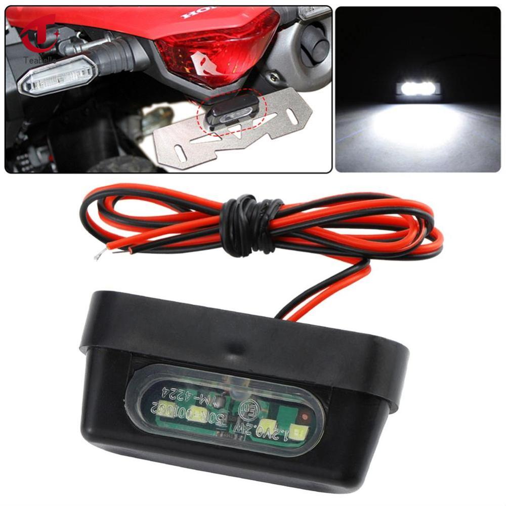 Teabelle phổ 12V 4LED đèn biển số xe máy Đèn Chiếu biển số xe với emark đèn hậu phía sau chỉ số