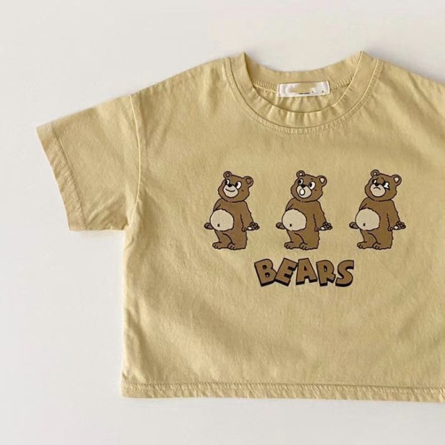 2021 Newborn Infant Baby Boy Girl Cotton Cute Children's Short Sleeve Tops Toddler Kid Cartoon Bear Pattern Soft T-shirt