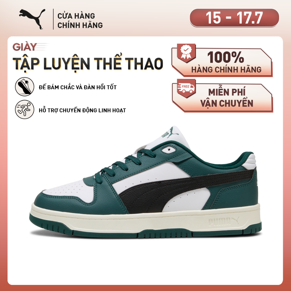Giày Thể Thao PUMA Unisex Rebound Slam Lo Dark Green-Black-White Màu Xanh Lá