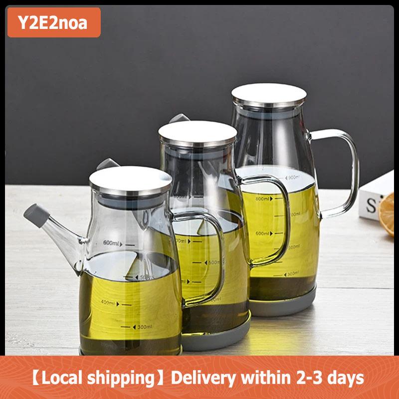 【Local shipping】 Bình đựng dầu 600 800 1000ml có vòi nhỏ giọt miễn phí cho nhà bếp nồi dầu thủy tinh dung tích lớn Bình đựng dầu chống rò rỉ