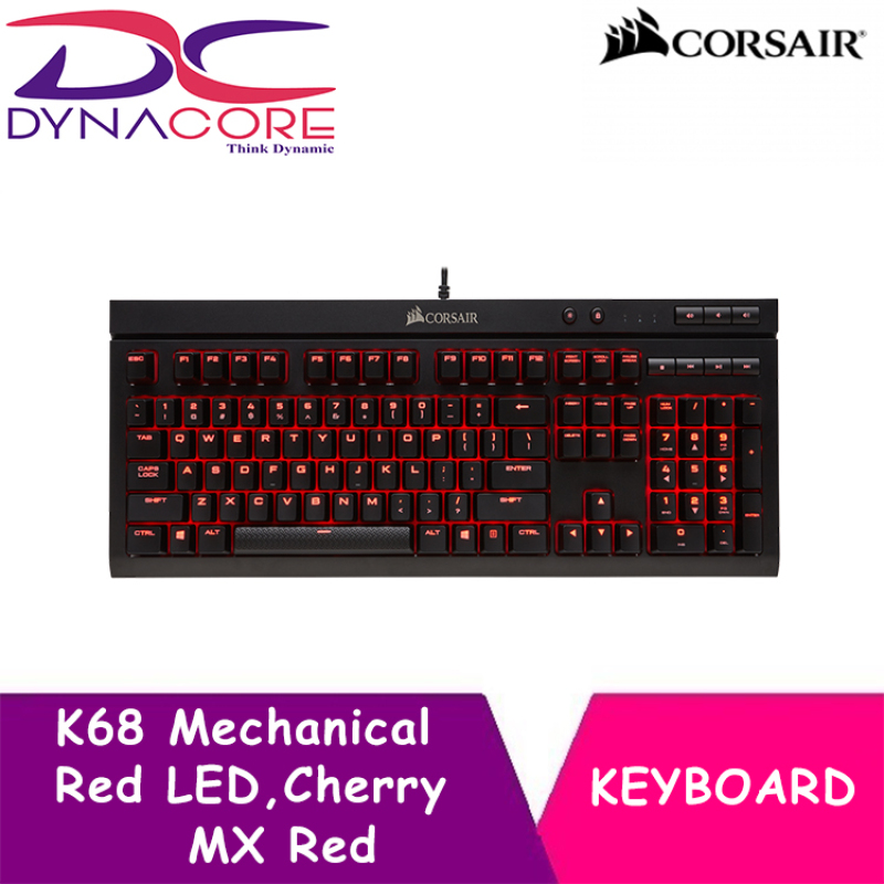 DYNACORE - CORSAIR K68 Mechanical Gaming Keyboard,Red LED,Cherry MX Red (IP32 for dust & water resistance) Singapore