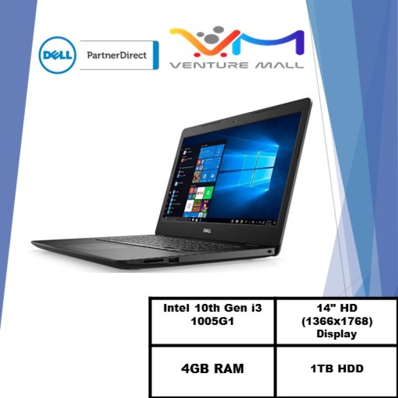 Laptop Dell Inspiron 3493 (READY STOCK)-i3 1005G1/14.0-inch HD (1366 x 768)/4GB OR 8GB RAM/1TB HDD OR 128GB SSD/Win10