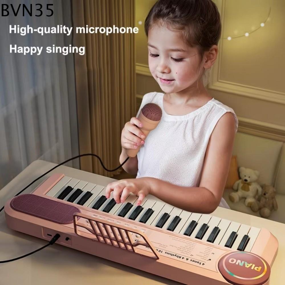 BVN35 Đa chức năng Bàn phím đàn piano cho trẻ em có micro 37 phím Đồ chơi âm nhạc Đa chức năng Quà sinh nhật Bàn phím nhạc Học tập sớm