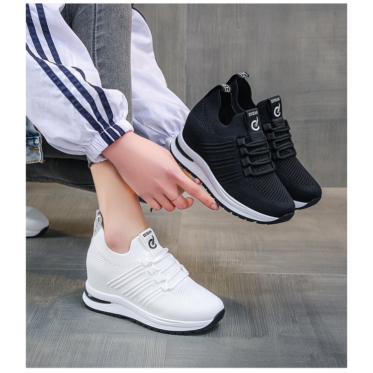 COD Giày thể thao nữ độn đế 7 phân chất co giãn ôm chân đi êm tăng chiều cao năng động hack dáng đi làm đi chơi, Lisa M48ERDHTRFXDHTF