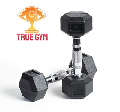 [BULKY]Hex Dumbbell Rubber Coated Chrome Dumbbell / Home Gym / Indoor Gym/Fitness/Weights (Not Sold in pair)