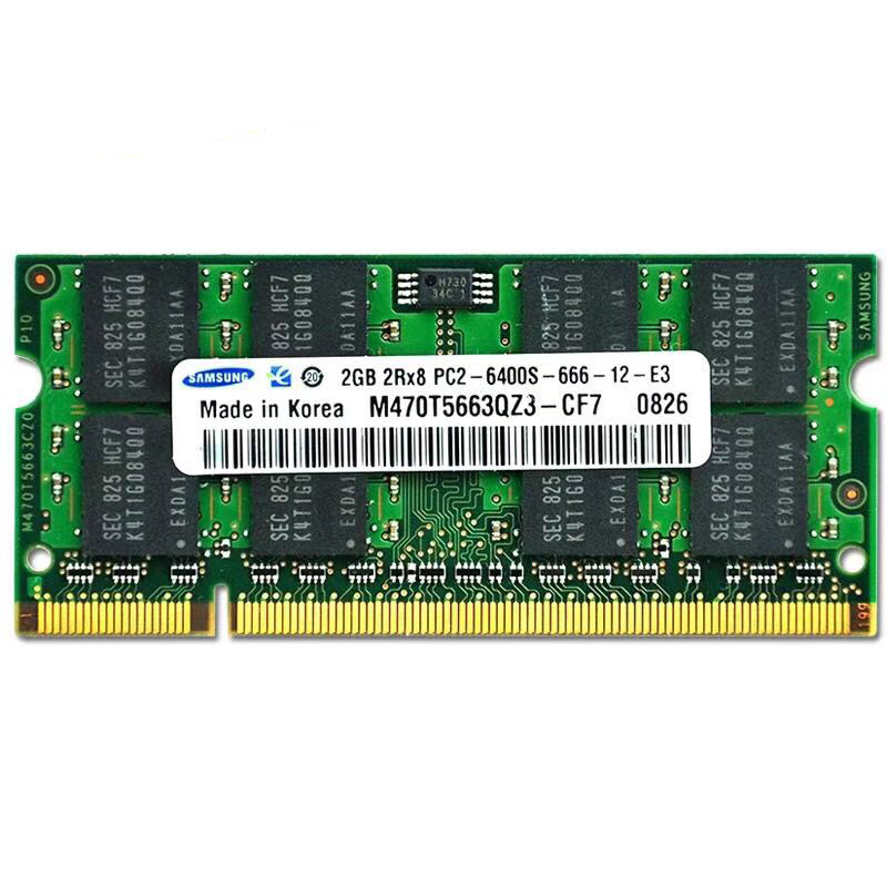 Kênh đôi SDRAM RAM 2 GB 2Rx8 PC2-6400S-666-12-E3 không ECC 200PIN 1.8V SODIMM RAM 2 GB mô-đun bộ nhớ