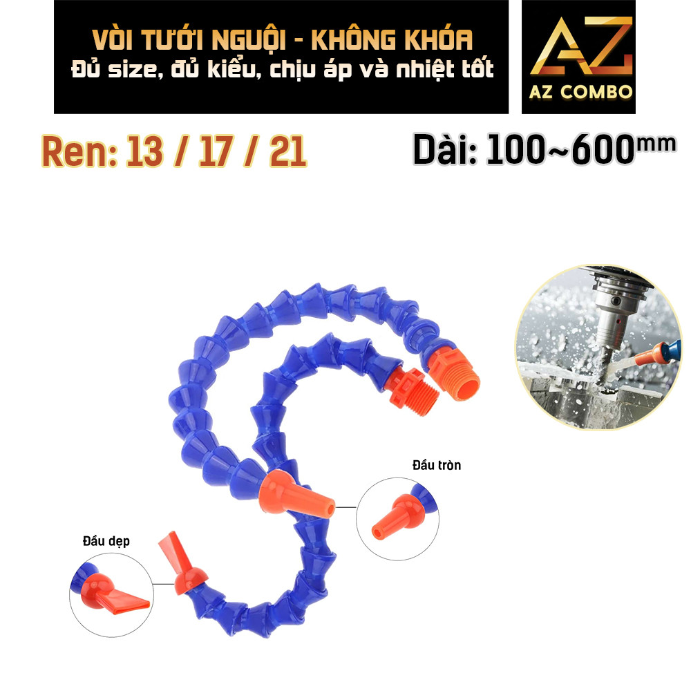 KHÔNG KHÓA | Vòi Tưới Nguội CNC Không Có Van Khóa Ren 13 17 21 – Ống Phun Nước Làm Mát Máy Tiện dài 100~600mm, ống sâu