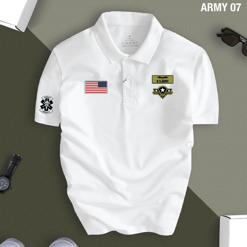Áo thun POLO USA ARMY cổ bẻ BASIC CVC vải cá sấu sang trọng, lịch lãm, thoáng mát
