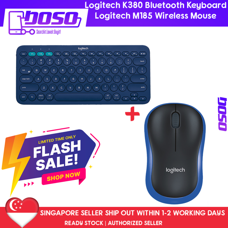 Logitech K380 Slim Multi-Device Bluetooth Keyboard (iOS, Android, OSX, iPhone) + Logitech M185 Wireless Mouse (Bundle Promo) Singapore