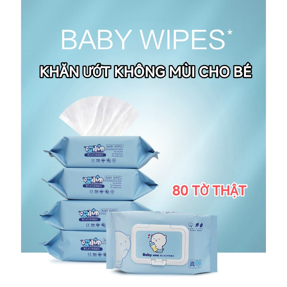 Khăn ướt không mùi , không cồn 80 tờ cho bé