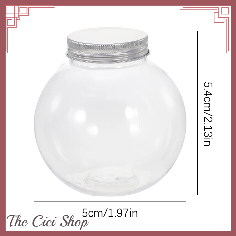[The Cici Shop] 24 Pcs Christmas Candy Jar Juice Bottles Storage Clear Container Lid Packaging Ball Shaped Plastic Jars Treats Gift Box Drinks