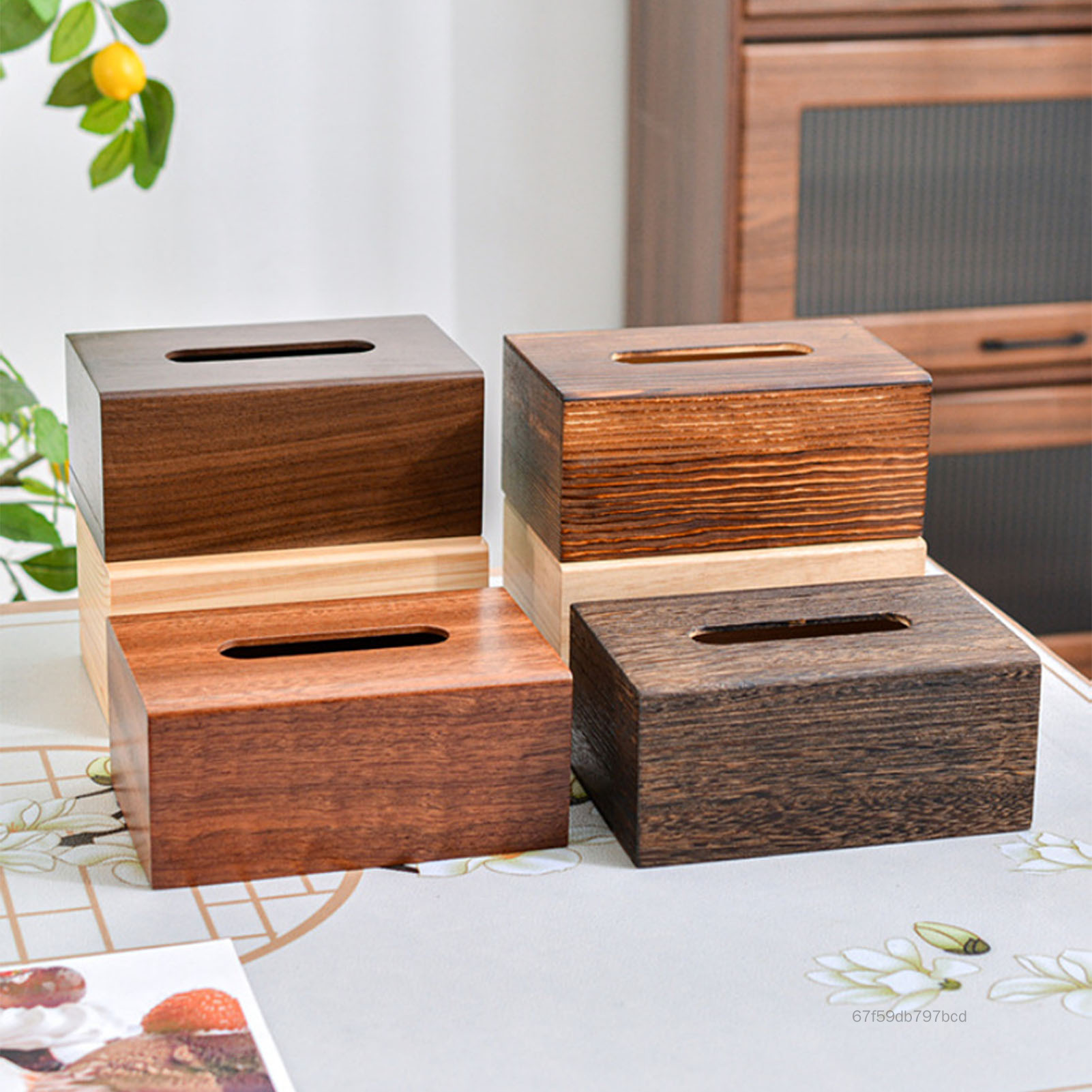 Handmade Wood Tissue Box Simple Napkin Tissue Storage Box for Dining Room Bedroom Toilet DAR-VN