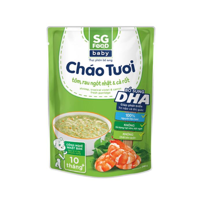 [Co.op Online] - Cháo tươi baby SG Food tôm – rau ngót Nhật – cà rốt 240g