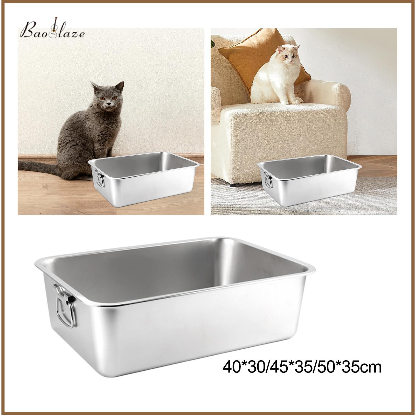 Cat Litter Sand Box Stainless Potty Toilet with Handles Large Kitty Litter Pan for Small Medium Large Cats ราคา 1,699 บาท*ส่งฟรี