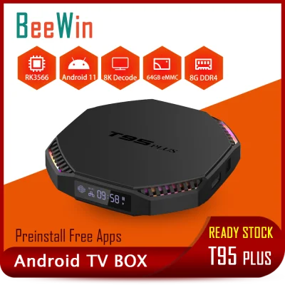 BeeWin T95 Plus Android Box 11.0 Pre-install 10000 Channels & Movies Android TV Box RK3566 4G/8G+32G/64G Quad-Core 64bit