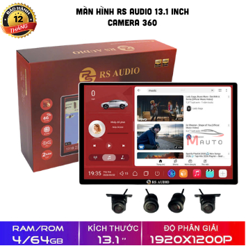 Màn Hình Android Ô Tô RS Audio 13.1 Inch Liền Camera 360 Độ Cao Cấp Cho Xe Hơi RAM 4GB ROM 64GB Độ Phân Giải 1920x1200P