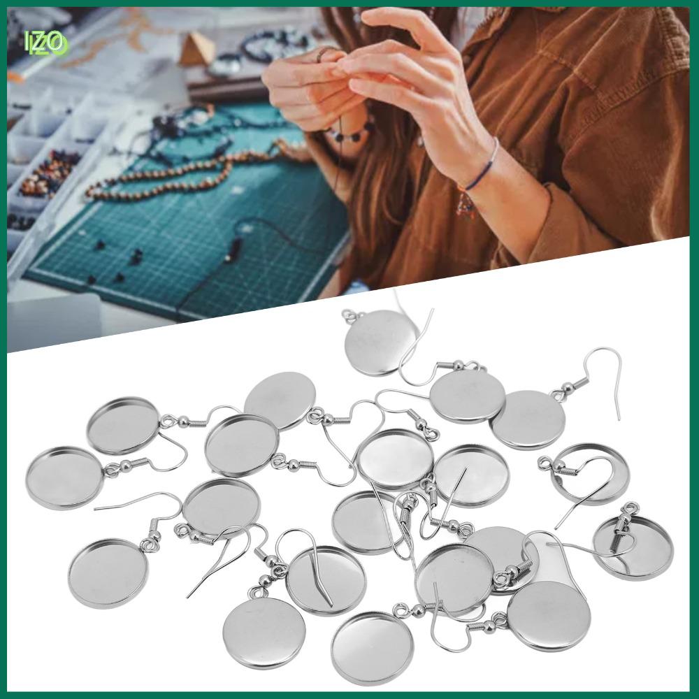 IZO 20pcs 16mm Khung trang sức trống cho khuyên tai Thép không gỉ Bạc Móc dây làm khuyên tai Phụ kiện trang sức Sản phẩm đã được chế biến một phần Viền khuyên tai bằng thép không gỉ Tự Làm Trang Sức