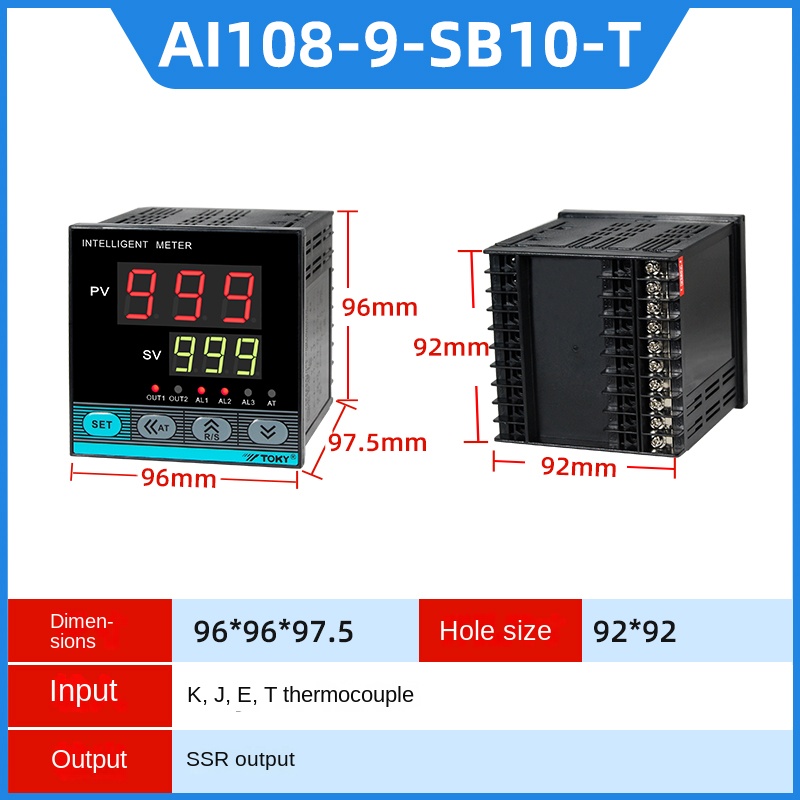 Bộ Điều Khiển Nhiệt Độ AI108-4/6/7/9-RB10/SB10-T-R - TOKY | Vi Máy Tính | Phạm Vi Đo Linh Hoạt | Điện Áp 100-240V - AI108-9-SB10-T