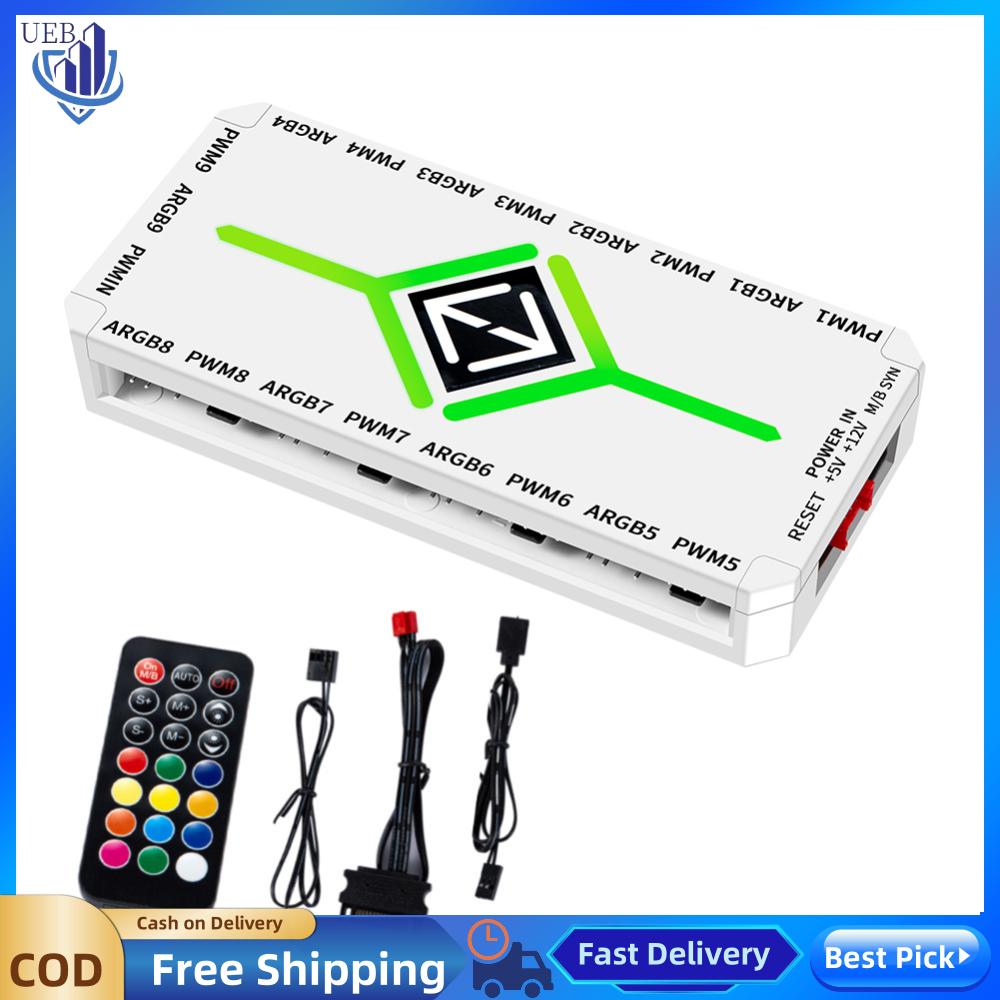 [Ueb Wholesale Center] 3 in 1 1 Pwm Fan Hub with 1 to 9 Ports with Sata Power Supply and Argb Hub Splitter for Pwm and Argb Fans for Computer Cases. ราคา 169 บาท*ส่งฟรี