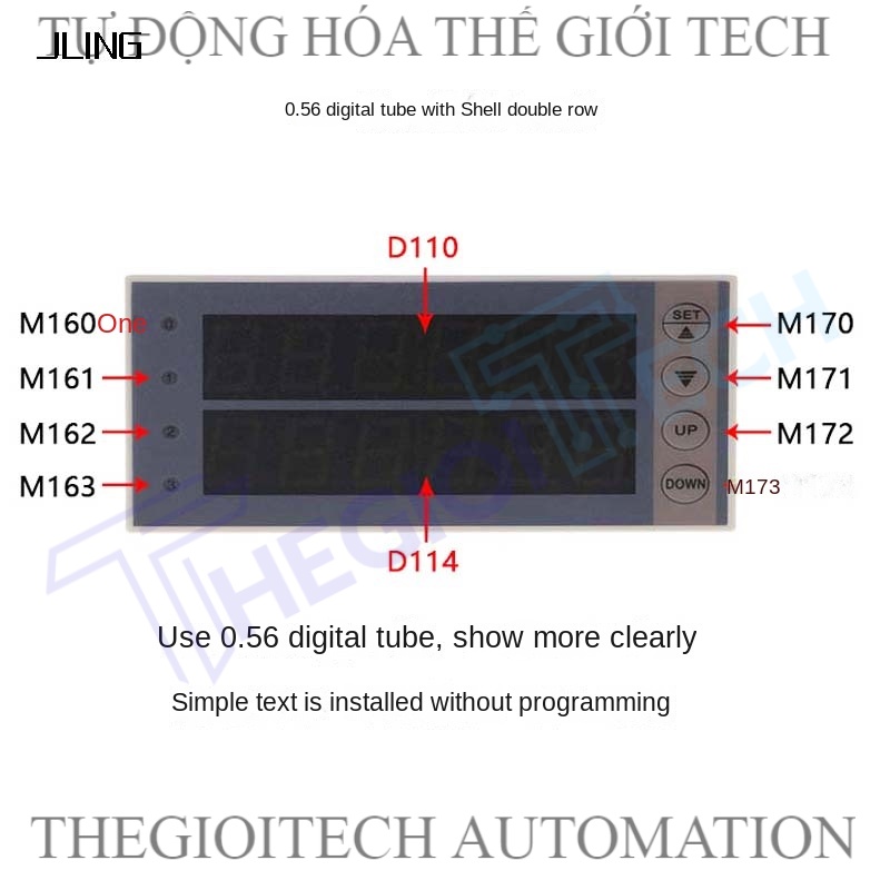 màn hinh LED kết nối PLC JL hiển thị LED 0.36 2 hàng giao tiếp TTL PLC board, có phím bấm, D110 D114 có vỏ bảo vệ