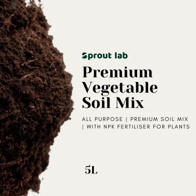 All Purpose Premium Vegetable Soil 5L | Sprout lab | NPK Nutrient Peat Mix | Decomposed peats (Black peat + White peat) + Sand + NPK fertiliser | Master Blend, for all flowers and plant types, high quality raw materials