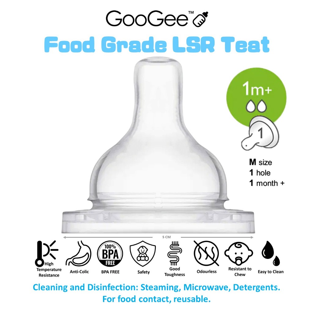 GooGee™ Food Grade LSR Replacement Natural Flow Teat/ Sesuai 5.5cm Susu bottle